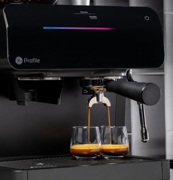 GE Semi Automatic Espresso Machine + Steam Frother | Italian-Made 15 Bar Pump for Balanced Extraction | 15 Adjustable Grind Size Levels | WiFi Connected for Drink Customization | Black - Image 4