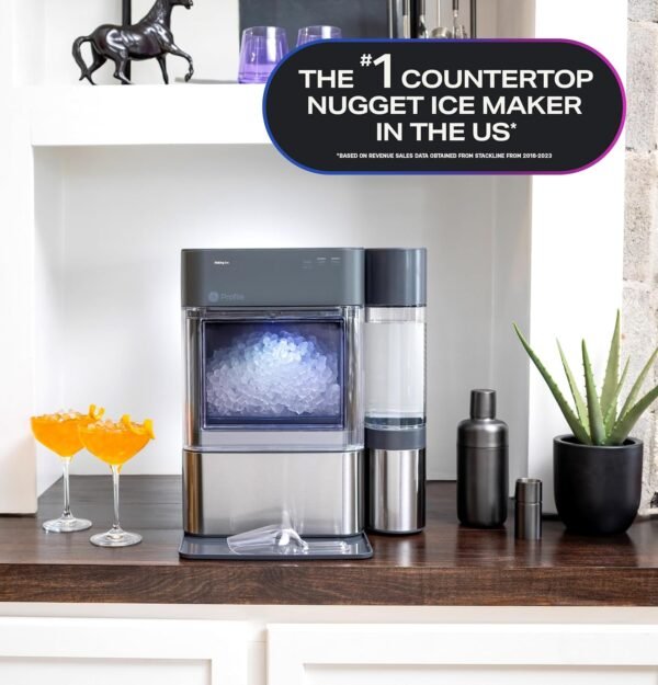 GE Profile Opal 2.0 XL with 1 Gallon Tank, Chewable Crunchable Countertop Nugget Ice Maker, Scoop included, 38 lbs in 24 hours, Pellet Ice Machine with WiFi & Smart Connected, Stainless Steel - Image 3