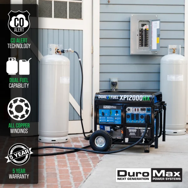 DuroMax XP12000HX 12,000 Watt Dual Fuel Portable HX Generator w/ CO Alert - Image 3