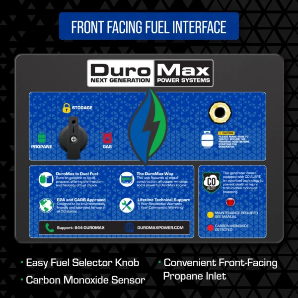 DuroMax XP12000HX 12,000 Watt Dual Fuel Portable HX Generator w/ CO Alert - Image 7