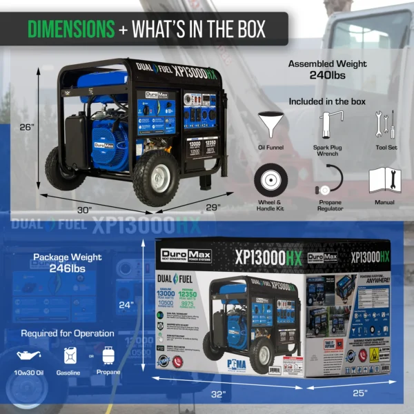 DuroMax XP13000HX 13,000 Watt Dual Fuel Portable HX Generator w/ CO Alert - Image 10