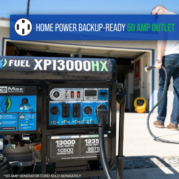 DuroMax XP13000HX 13,000 Watt Dual Fuel Portable HX Generator w/ CO Alert - Image 8